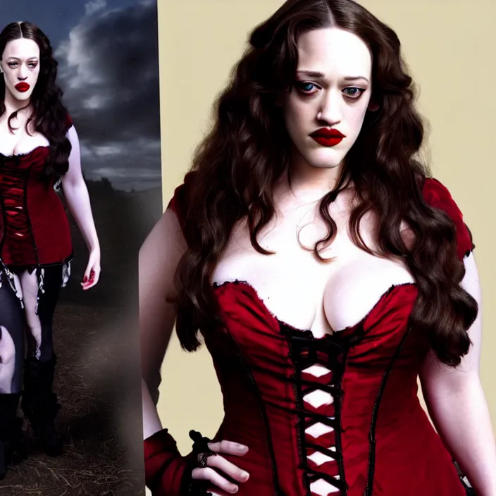 Image similar to full body photograph of kat dennings as a vampire queen. Extremely detailed. 8k