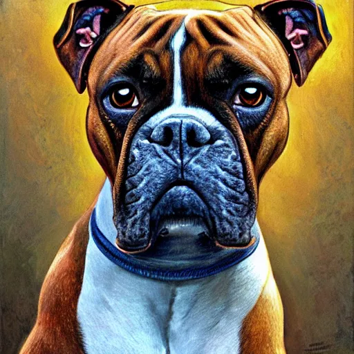 Image similar to a Boxer dog, by Mark Brooks, Donato Giancola, Victor Nizovtsev, Scarlett Hooft Graafland, Chris Moore