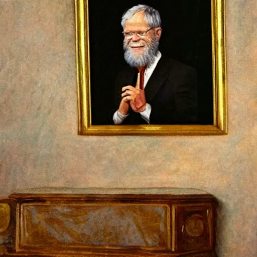 Prompt: renaissance oil painting of david letterman