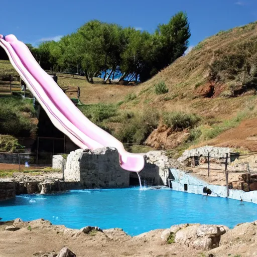 Image similar to ancient roman waterpark with water slides