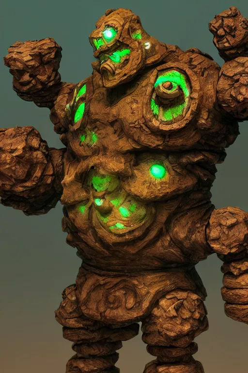 Image similar to zelda fantasy art giant golem troll wood rock greeble gemstone, global illumination ray tracing hdr fanart arstation by sung choi and eric pfeiffer and gabriel garza and casper konefal