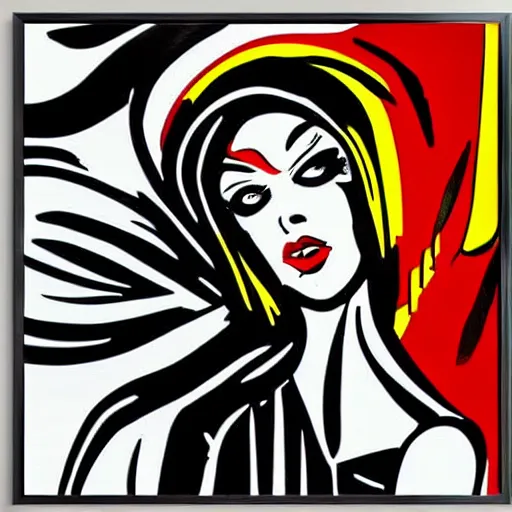 Image similar to Wall mural portrait of Satan, urban art, pop art, artgerm, by Roy Lichtenstein