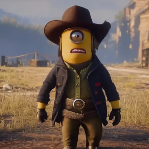 Image similar to Film still of a Minion, from Red Dead Redemption 2 (2018 video game)