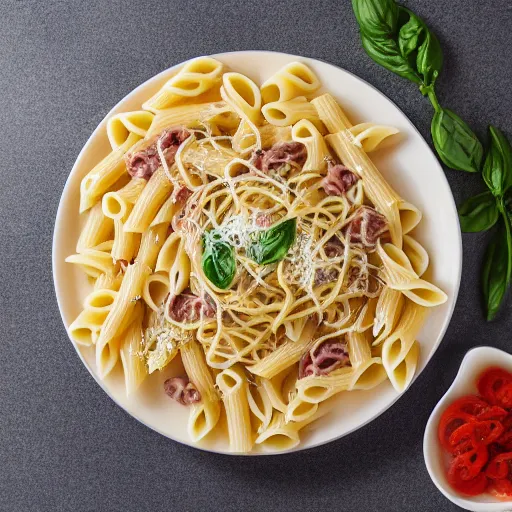 Image similar to pasta carbonara, canon eos r 3, f / 1. 4, iso 2 0 0, 1 / 1 6 0 s, 8 k, raw, unedited, symmetrical balance, in - frame