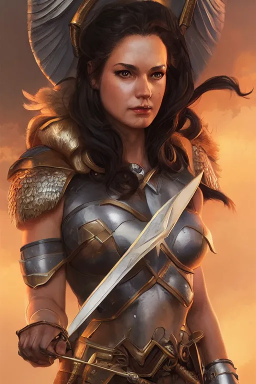 Image similar to amazon valkyrie athena, d & d, fantasy, portrait, highly detailed, headshot, digital painting, trending on artstation, concept art, sharp focus, illustration, art by artgerm and greg rutkowski and magali villeneuve