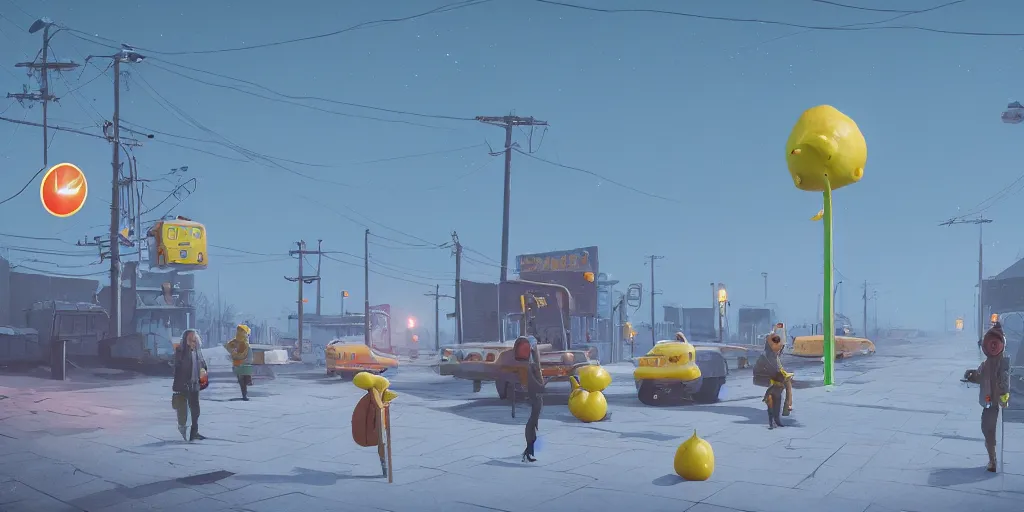 Image similar to the existence of lemons by Simon Stalenhag, trending on artstation, 8k, octane rendered, highly detailed