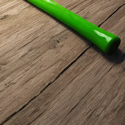 Image similar to short wooden cane with green slime on it, octane render