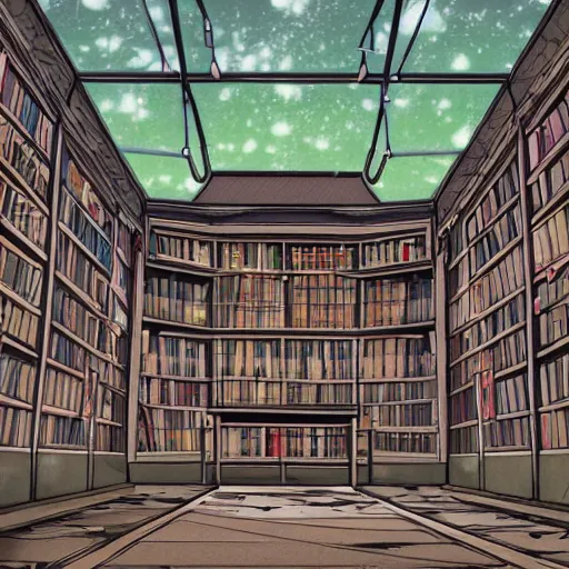 Fantasy library main hall in the morning - turned on the light, Anime  background, Illustration Stock Illustration | Adobe Stock