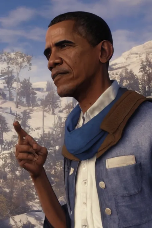 Image similar to obama 👌, cinematic, photoreal, by red dead redemption 2