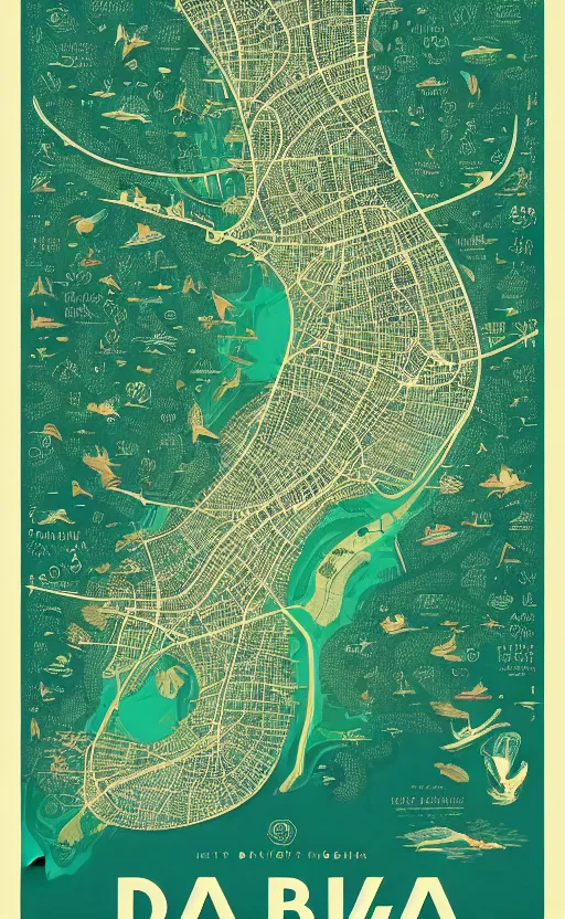 Image similar to dubai poster map, poster art by victo ngai, behance contest winner, environmental art, lovecraftian, intricate, infographic, marginalia, unreal engine, epic