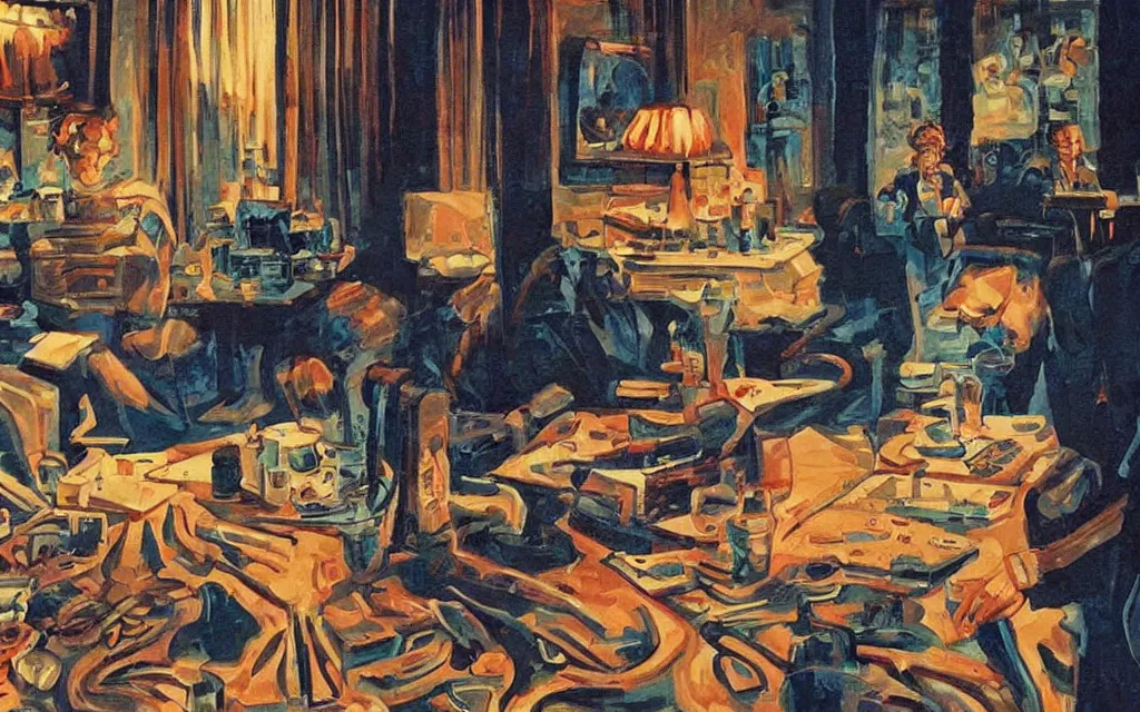 Prompt: a beautiful painting representative of the art style of stanley kubrick