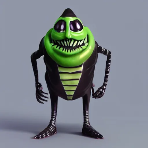 Image similar to plastic toy cute figurine of beetlejuice, blender, unreal engine, concept art, octane render, highly detailed, smooth, sharp focus