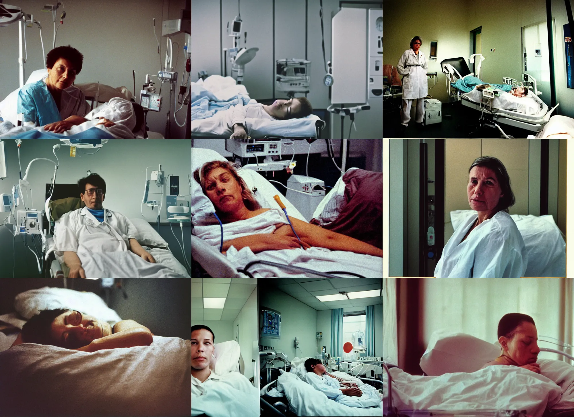 Prompt: a long - shot, color travel photograph portrait of a person in hospital, day lighting, 1 9 9 0 photo from photograph magazine.