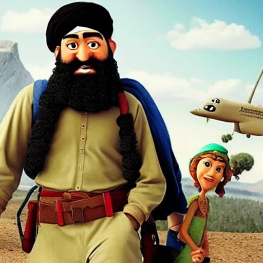 Prompt: Osama Bin Laden turned into a Pixar movie