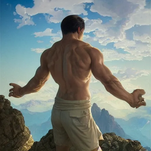 Prompt: ultra realistic illustration, a very tall and muscular gigachad bongbong marcos flexing on top of a mountain, intricate, elegant, highly detailed, digital painting, artstation, concept art, smooth, sharp focus, illustration, art by artgerm and greg rutkowski and alphonse mucha