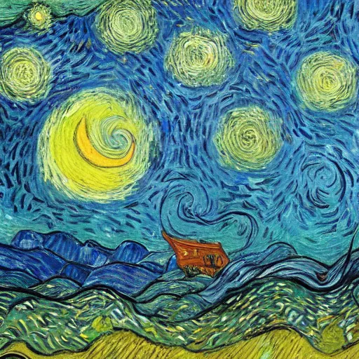 Prompt: a hippocampus, fantasy art, van gogh