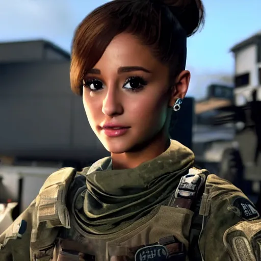 Image similar to Ariana Grande in Call of Duty, 4k