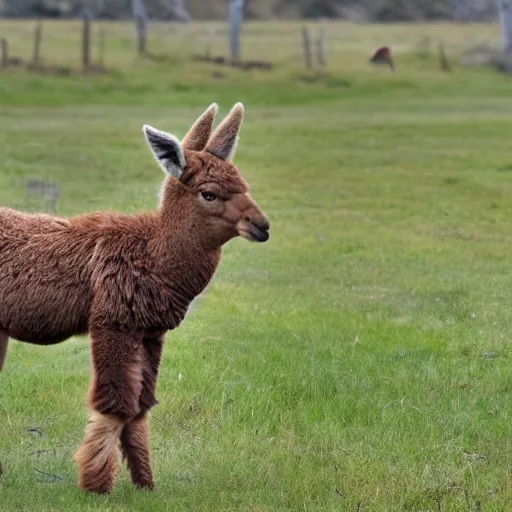 Prompt: a full grown alpaca - coyote - moose hybrid