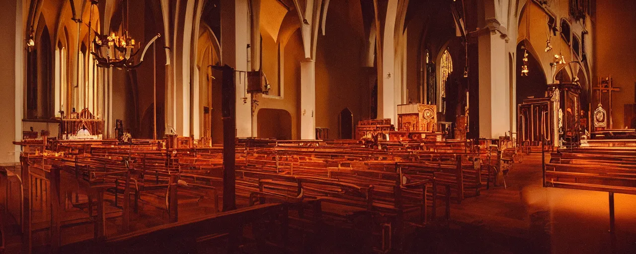 Image similar to interior of a church with an altar of spaghetti, canon 5 0 mm, cinematic lighting, photography, retro, film, kodachrome, closeup