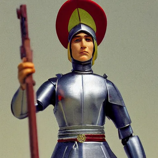 Image similar to action figure of jean d'arc advertising photograph, photographic, hyperreal, 3 5 mm