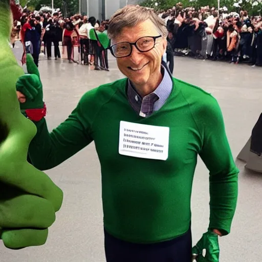 Image similar to bill gates cosplaying as the hulk, bill gates wearing a hulk costume, cosplay award winner