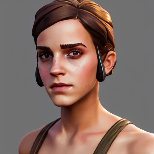 Image similar to textured film grain subsurface scattering fashion model face squinting emma watson as a fortnite character cgsociety octane render unreal engine redshift render art by J. C. Leyendecker and norman rockwell trending on artstation trending on artstation render blender behance cg superhero