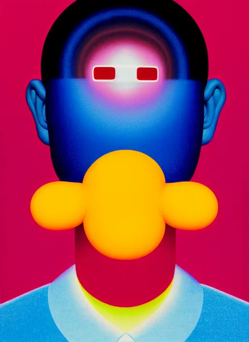 Image similar to self portrait by shusei nagaoka, kaws, david rudnick, pastell colours, airbrush on canvas, cell shaded, 8 k