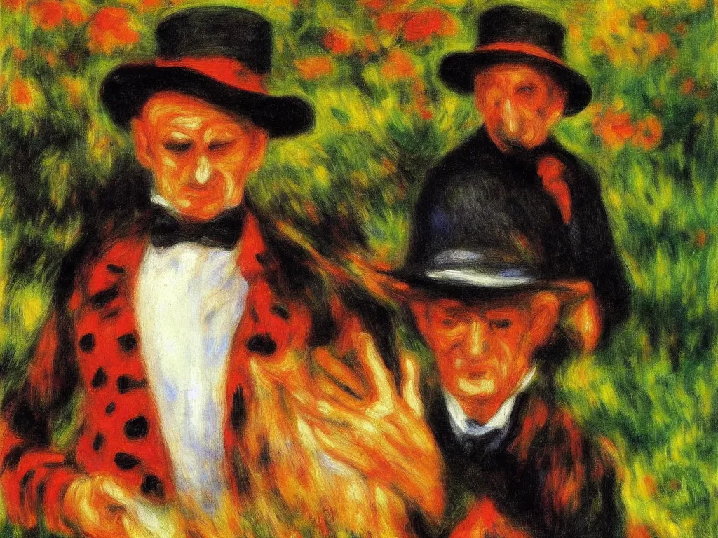 Prompt: A painting of Freddy Krueger, in nature, painted by Pierre-Auguste Renoir