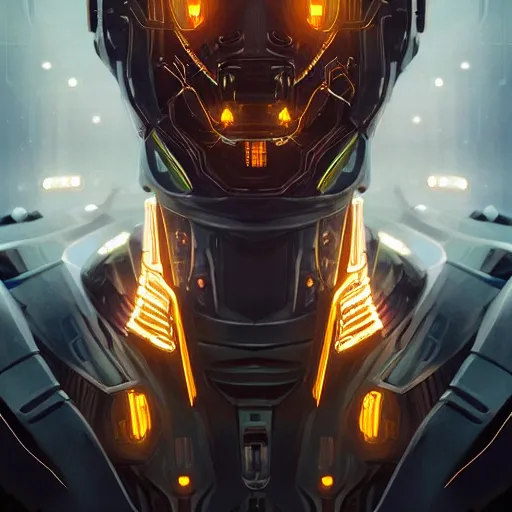 Image similar to Symmetry!! portrait of cyborg, sci-fi armour, tech wear, cables, glowing lights!! sci-fi, intricate, elegant, highly detailed, digital painting, artstation, concept art, smooth, sharp focus, illustration, art by artgerm and greg rutkowski and alphonse mucha