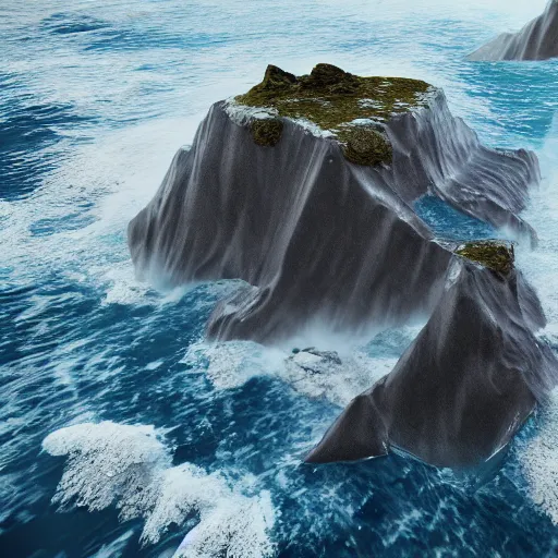 Prompt: A tumultuous ocean with a rocky coastline, battered by fierce storms, where only the strongest survive, trending on artstation, rendered in unreal engine.