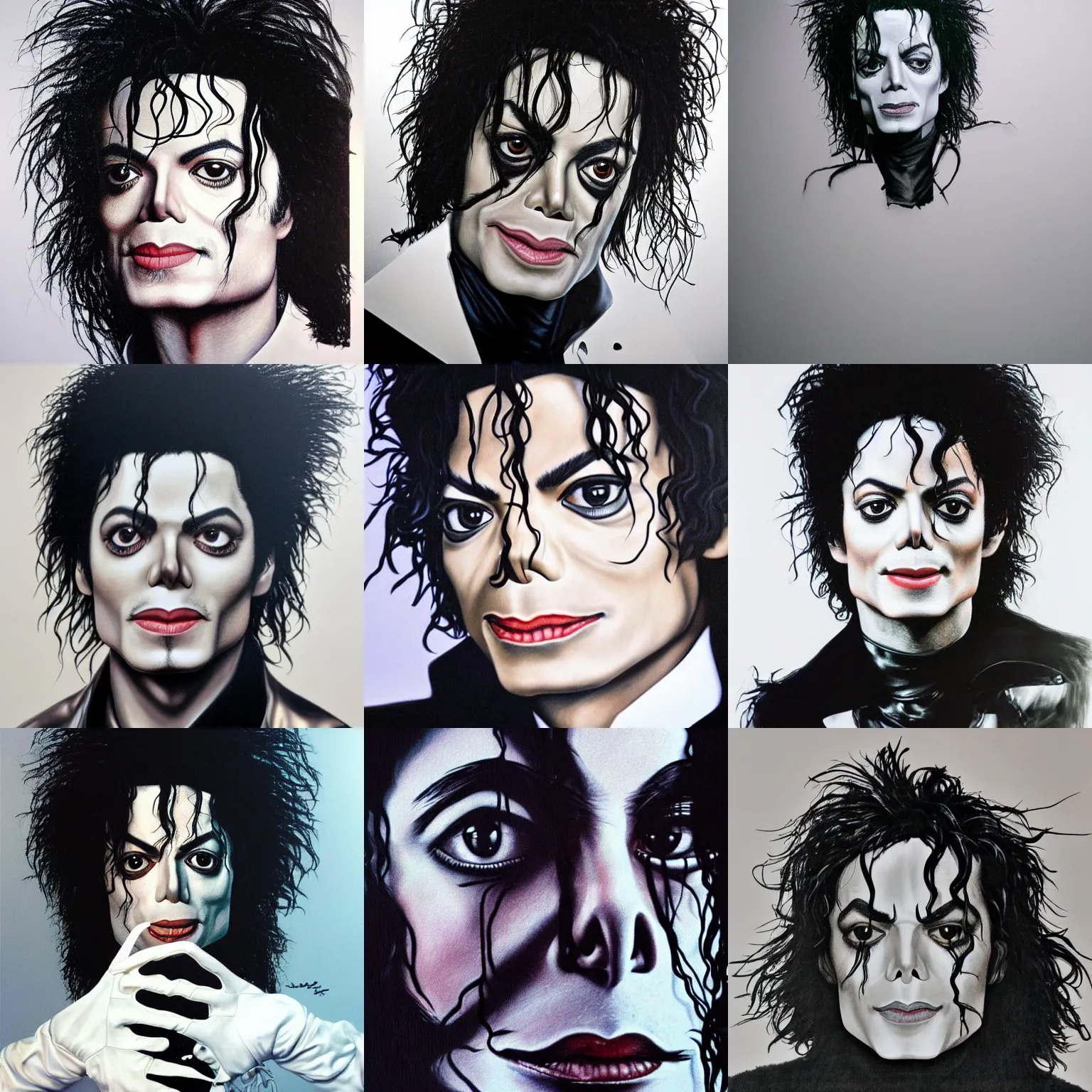 Prompt: Michael Jackson playing the role of Edward Scissorhands, hyperrealism, detailed, 4k