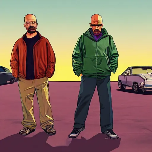 Image similar to Breaking bad, GTA cover art