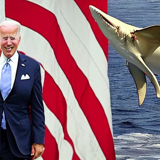 Prompt: joe Biden with the body of a shark