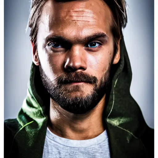 Prompt: PewDiePie as a knight, EOS-1D, f/1.4, ISO 200, 1/160s, 8K, RAW, unedited, symmetrical balance, in-frame