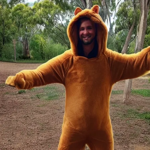 Prompt: a man in a kangaroo costume, craigslist photo