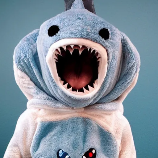 Image similar to cute and cuddly shark dressed in a onesie