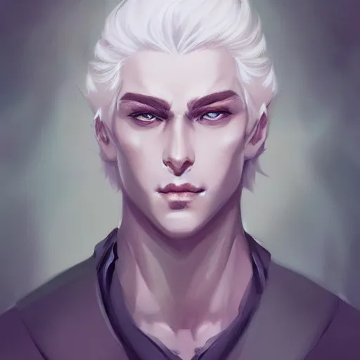 Prompt: white haired deity, godly, boy, elegant, smooth, artstation, highly detailed, pure face, by Charlie bowater