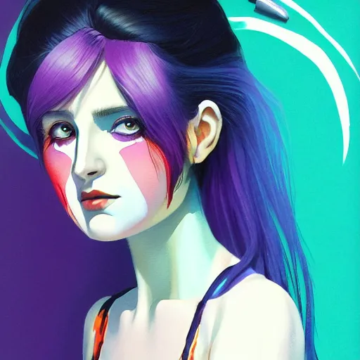 Prompt: half - voidcore symmetrical woman with cute - fine - face, pretty face, multicolored hair, realistic shaded perfect face, extremely fine details, by realistic shaded lighting, dynamic background, poster by ilya kuvshinov katsuhiro otomo, magali villeneuve, artgerm, jeremy lipkin and michael garmash and rob rey, pascal blanche, riot games