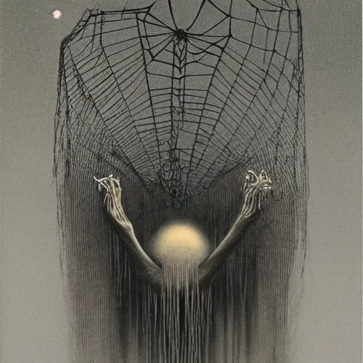 Image similar to inside the Spider body by zdzisław beksiński