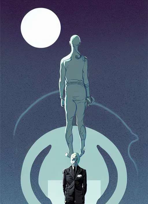 Image similar to poster artwork by Michael Whelan and Tomer Hanuka, of Delos Incorporated, clean