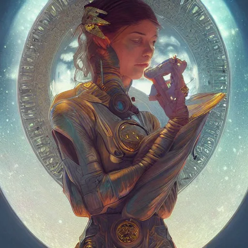 Image similar to digital artwork astronaut fantasy, intricate, elegant, highly detailed, digital painting, artstation, concept art, matte, sharp focus, illustration, art by Artgerm and Greg Rutkowski and Alphonse Mucha