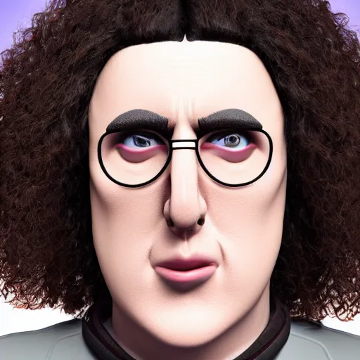 Image similar to The Lovechild of Weird Al Yankovic and Tiny Tim, real life, hyperrealistic, ultra realistic, realistic, highly detailed, epic, HD quality, 8k resolution, body and headshot, front facing, front view, headshot and bodyshot, detailed face, very detailed face