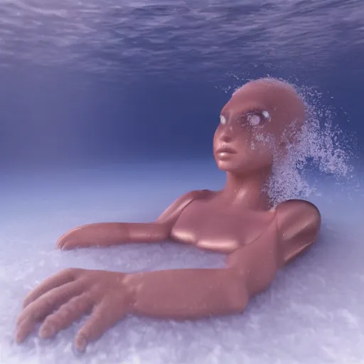 Prompt: cryogen of a human in underwater