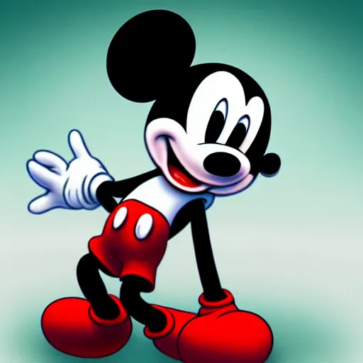 Image similar to mickey mouse shying away, idly and [ visibly afraid ]!!!, [ horror game ], [ digital art ]!!, 4 k quality