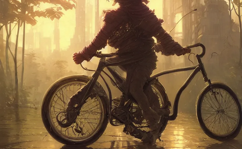 Image similar to Highly detailed portrait of shiba riding a bike, Stephen Bliss, unreal engine, fantasy art by Greg Rutkowski, Loish, Rhads, ferdinand knab, Makoto Shinkai and Lois van baarle, ilya kuvshinov, rossdraws, Tom Bagshaw, alphonse mucha, global illumination, radiant light, detailed and intricate environment