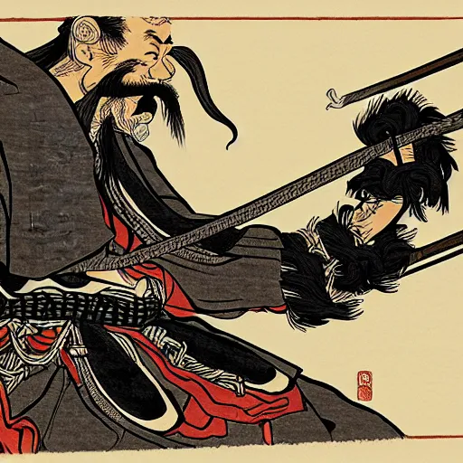 by hokusai, samurai man vagabond, the samurai holds | Stable Diffusion ...