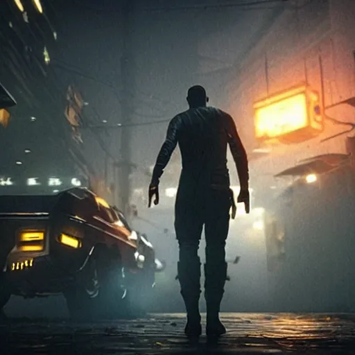 Image similar to a still of from the movie blade runner crossover with the game brothers a tale of two sons