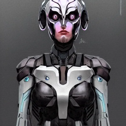 Image similar to a female transformer with a septum ring, glowing eyes, very symmetrical face, highly detailed, by vitaly bulgarov, by steven zavala, by matt tkocz, by shane baxley, metal gear solid, transformers cinematic universe, pinterest, deviantart artstation, concept art world _ h 7 5 0