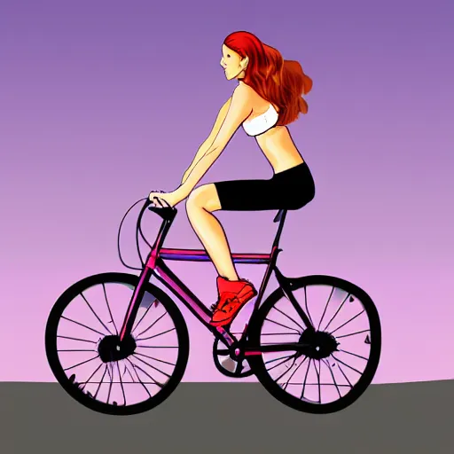 Prompt: illustration of a hot girl on a bike going 60 miles per hour, digital art