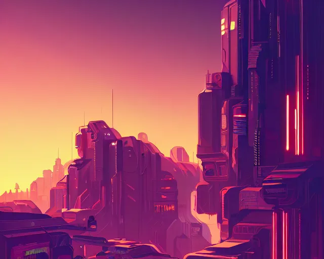 Image similar to beautiful painting of a cyberpunk marseilles inspired by phillipe stark, art by mike winkelmann, golden hour, illustration, highly detailed, simple, smooth and clean vector curves, no jagged lines, vector art, smooth, artstation
